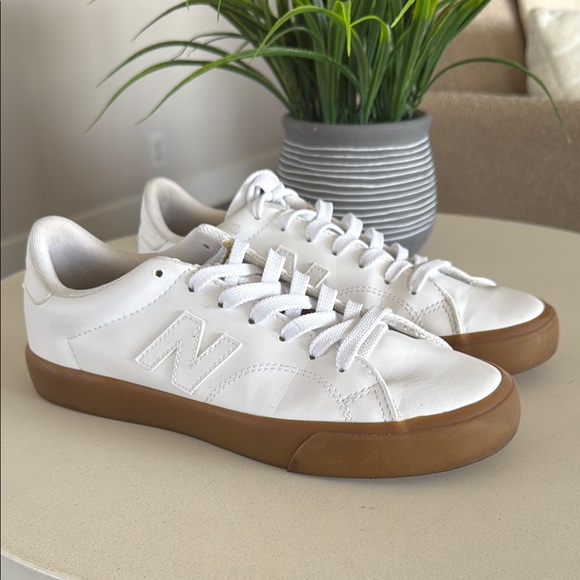 New Balance Shoes - New Balance White and Tan Athletic Shoes